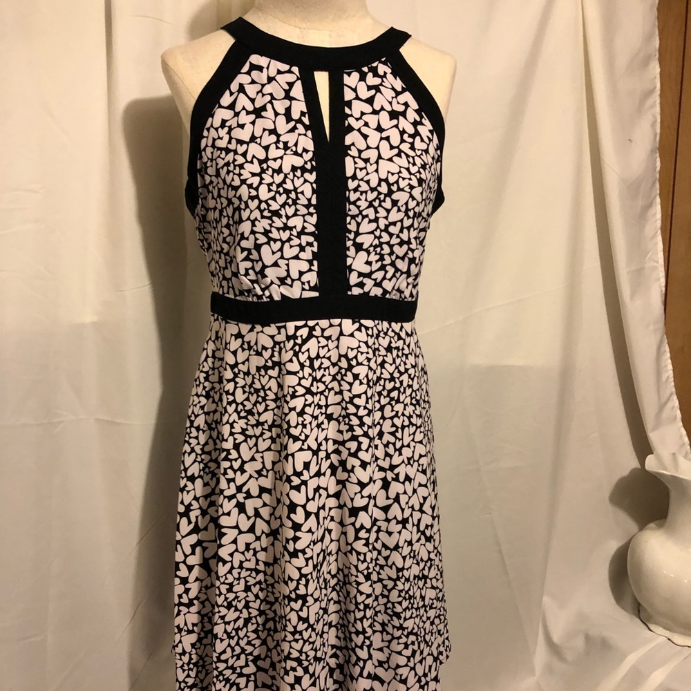 Ladies dress size 12 Black with White Hearts